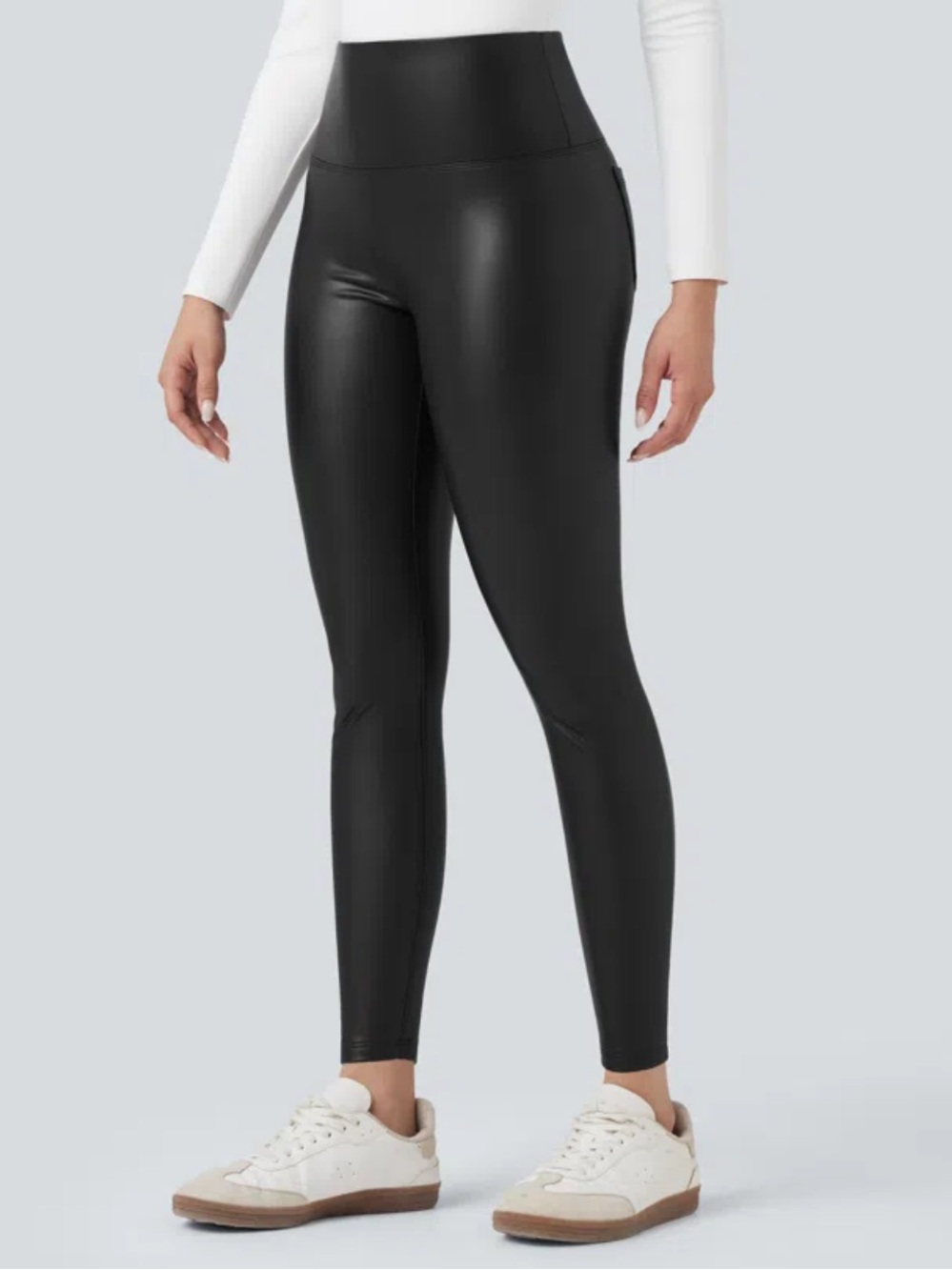 NWT HALARA High Waisted Tummy Control 7/8 Skinny Faux Leather Legging | Medium